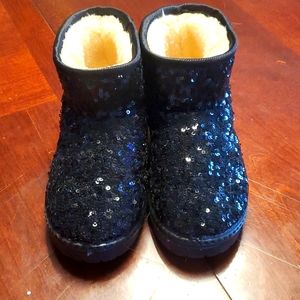 Black sequin ankle boots